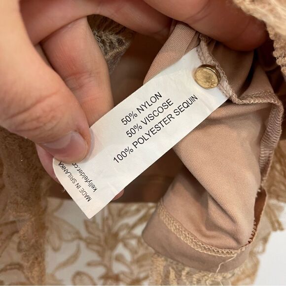 Kelley Felder Beige Tan Evening Gown Sequence Midid Dress US8 - Picture 7 of 12